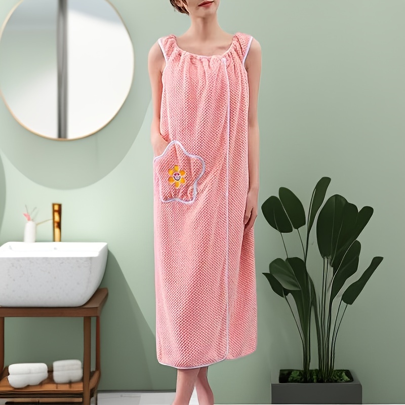 Mujer Albornoz portátil Secado rápido Microfibra de felpa Toalla Falda de  baño Ducha