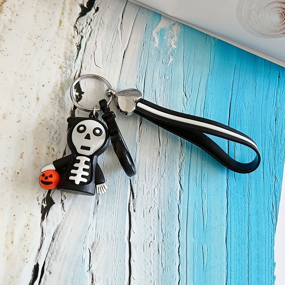 1pc Gothic Skeleton Family Keychains Cute Cartoon Acrylic Keyring Trendy  Hanging Pendant Bag Charms For Women Girls