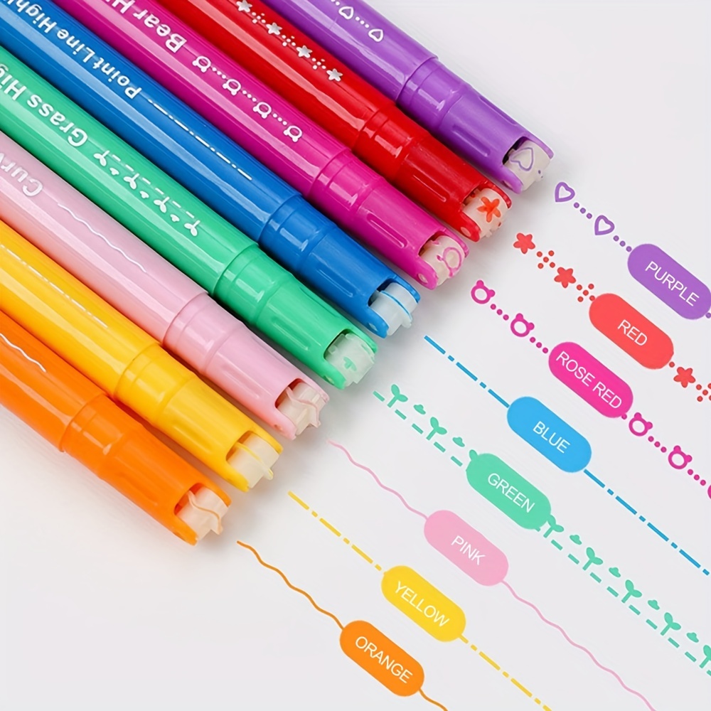 Colored Curve Pens For Note Taking, Markers With 6 Different Curve Shapes  Fine Lines, Curve Highlighter Pen Set For Journaling Scrapbook Note Taking  Supplies - Temu Germany