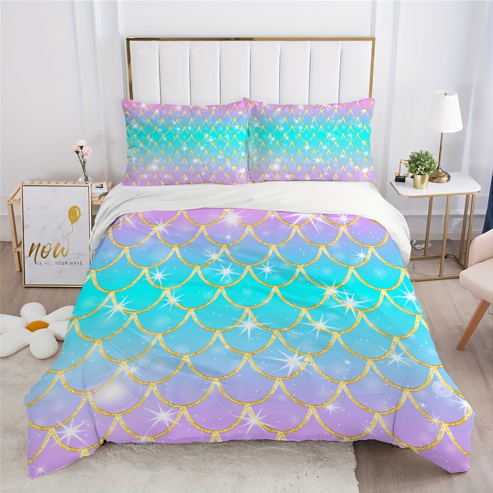 3pcs glitter mermaid scale print duvet cover set duvet Temu