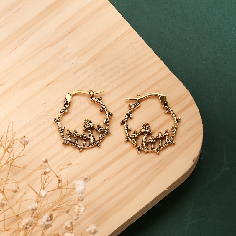 Women's Ancient Golden Tree Branch Hoop Earrings