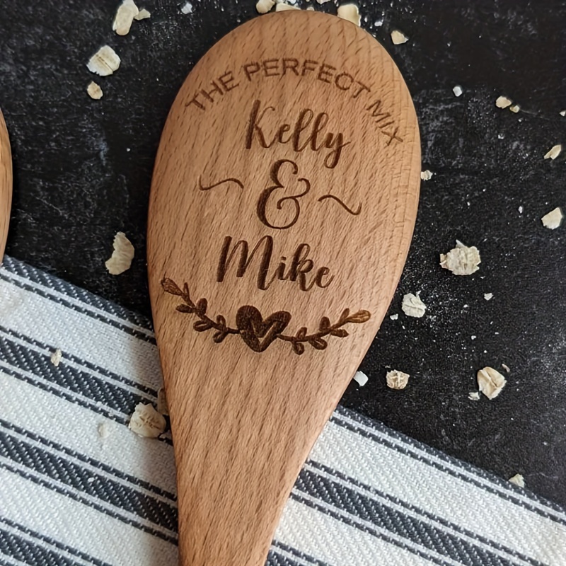 Measuring Spoons for the Wedding Couple. Engraved Wooden Spoons