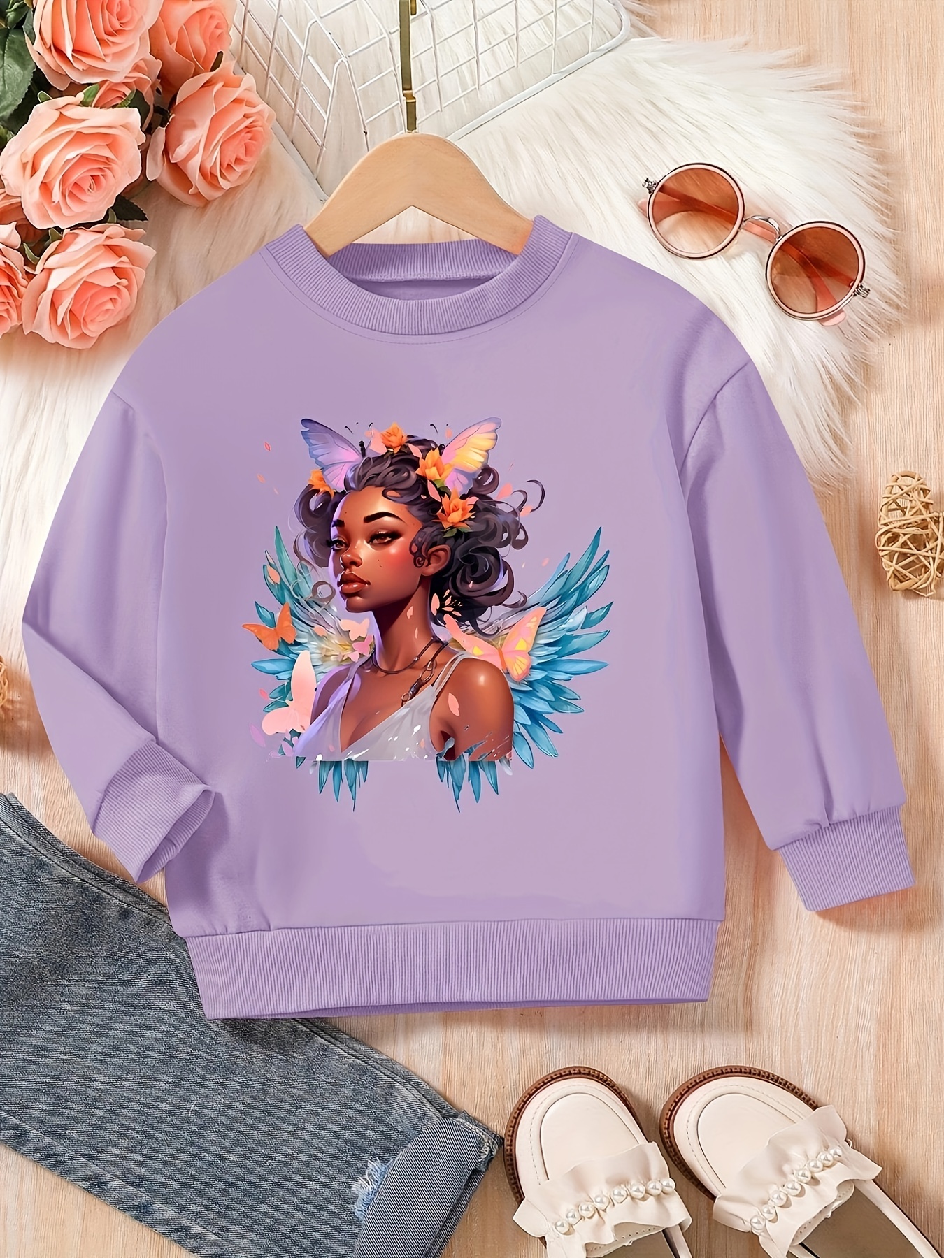 Tops De Otoño Para Niñas Con Estampado De Niña Negra A La - Temu Chile