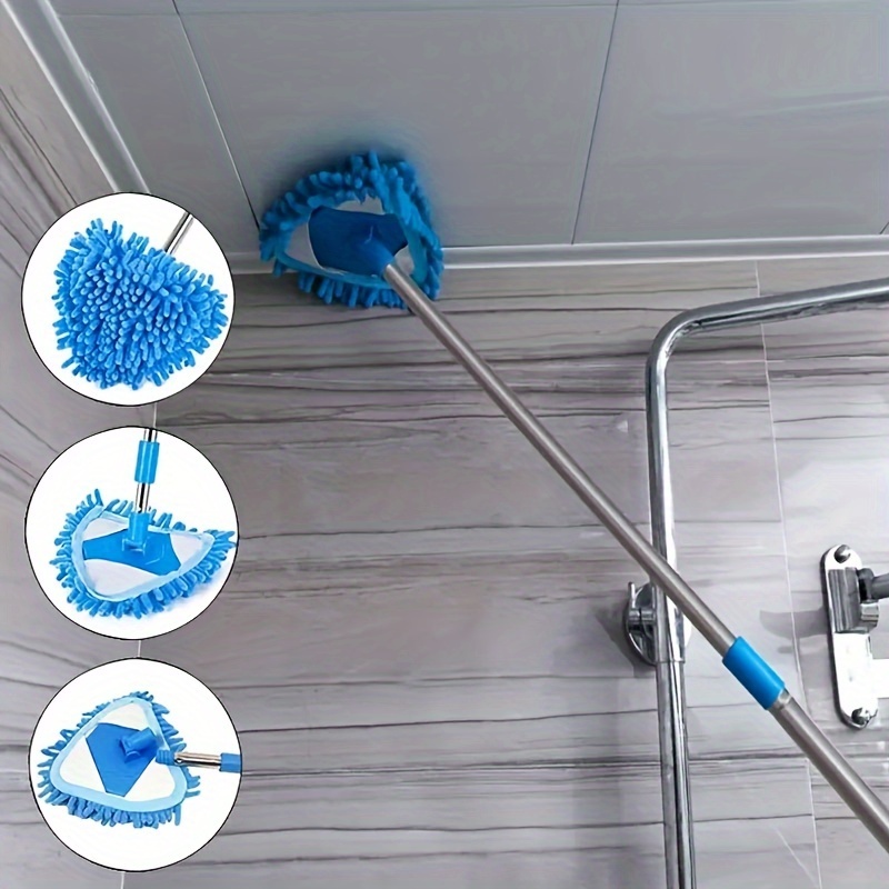 1/2pcs Triangle Mop, Mini Mop, Slacker Mop, Wall And Ceiling Wipe Chenille  Mop, Window Cleaner, Bathroom Accessories
