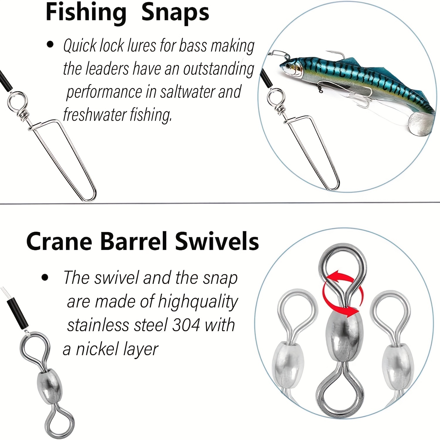20lb Fishing Guide Line Fishing Steel Wire Swivels Snap - Temu