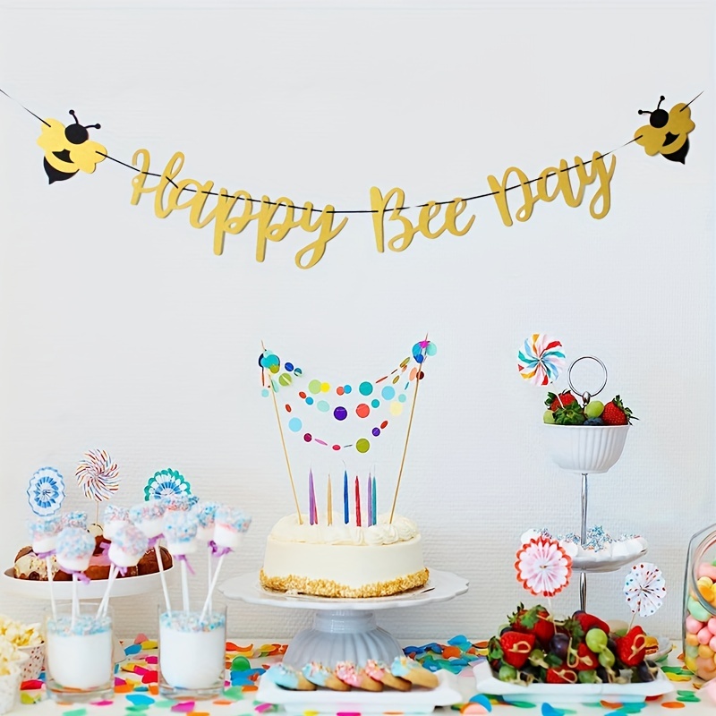 

1pc, Happy Bee Day Banner Pull Flag Pull Flower, Bee Theme Party Background Decor, Theme Party Decor Supplies