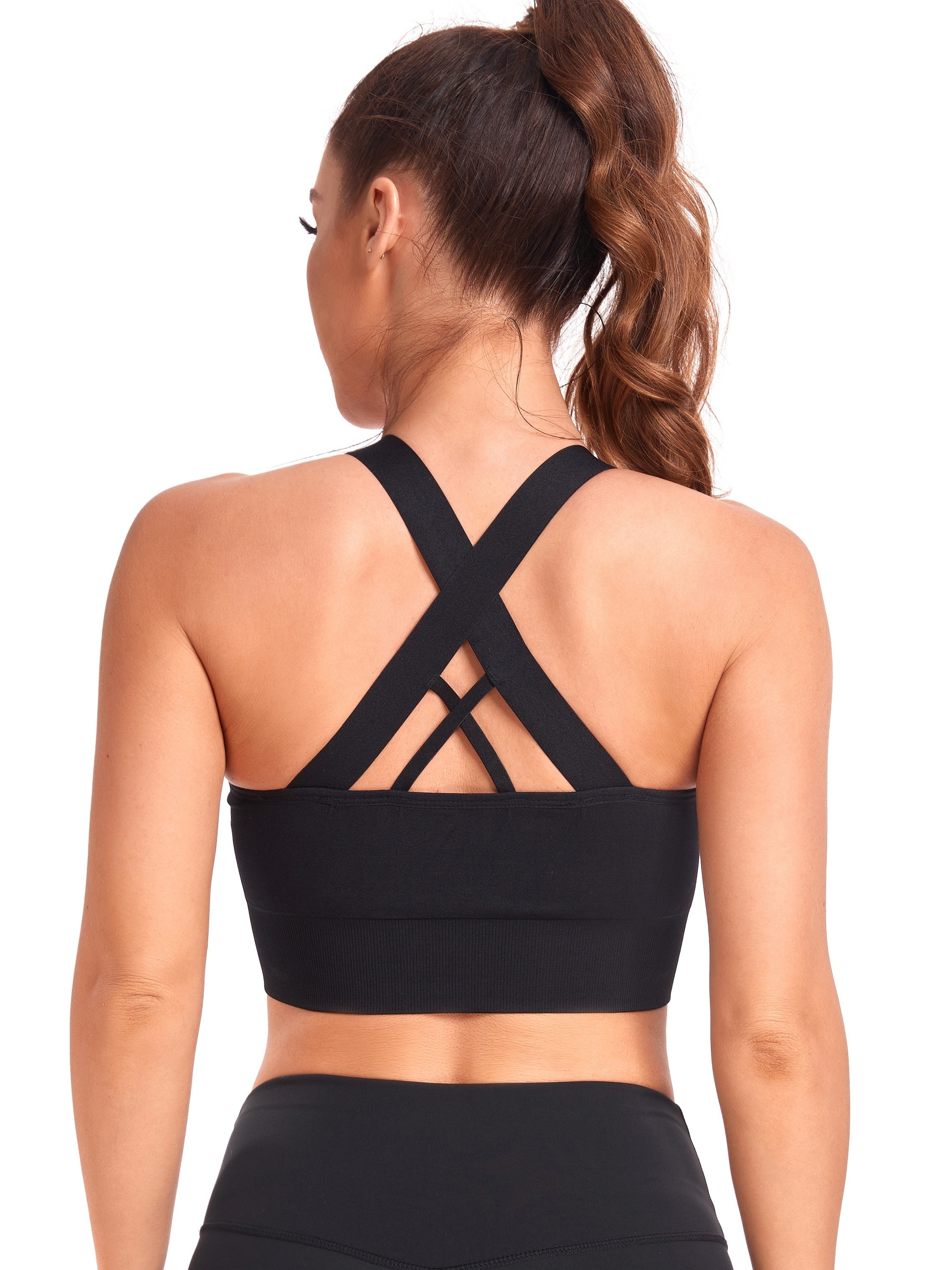  Backless Sports Yoga Bra for Women Padded Workout Crop Tank  Tops Spaghettie Strapy Cross Back Camisole Fitness Shirt Black : Clothing,  Shoes & Jewelry