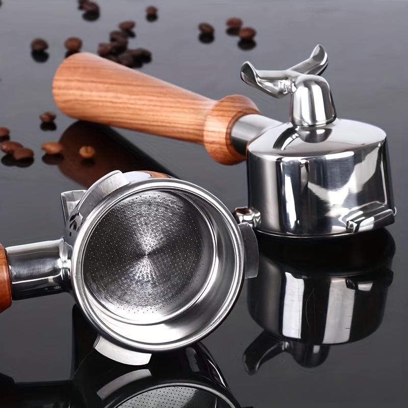 Portafiltro sin fondo de 2.126 in compatible con Breville 8 Series, máquina  de café espresso de acero inoxidable, mango de madera con filtro de cesta