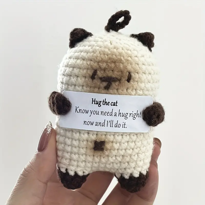 Funny Cute Wool Knitting Doll with Positivity Affirmation Cards