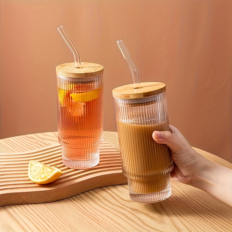 Snowflake Elk Drinking Glass With Bamboo Lid And Straw High - Temu