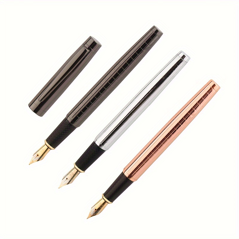 6Pcs Business Fountain Pen Metal Gold Pens 0.5mm standard Nib Ink Pens for  Writing Gift