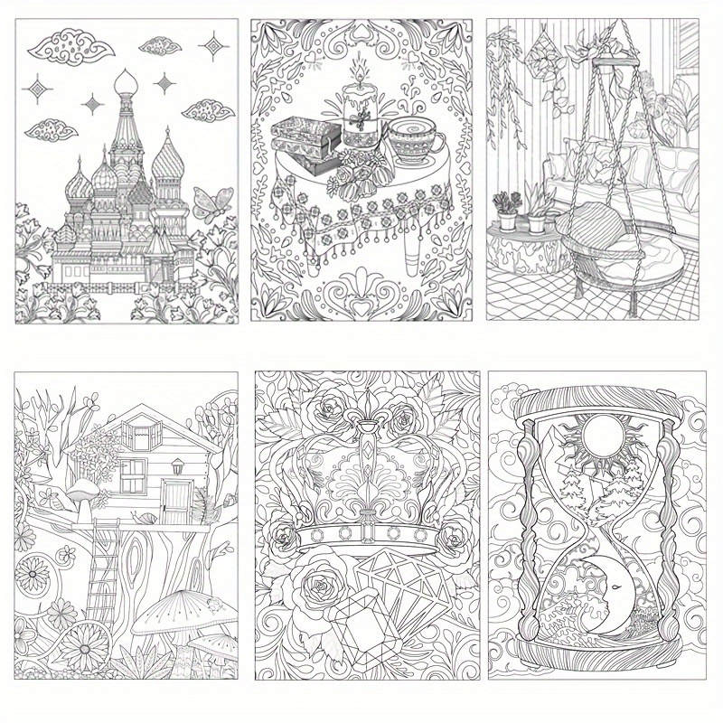 A4 Paper Thickened 20 Pages Landscape Themed Coloring Book - Temu