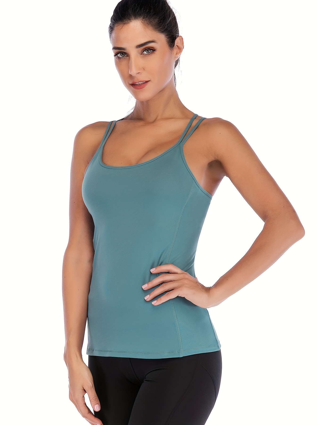 Women's Yoga Tops with Built in Bra Workout Gym Tank Tops Sports Racerback  Vest