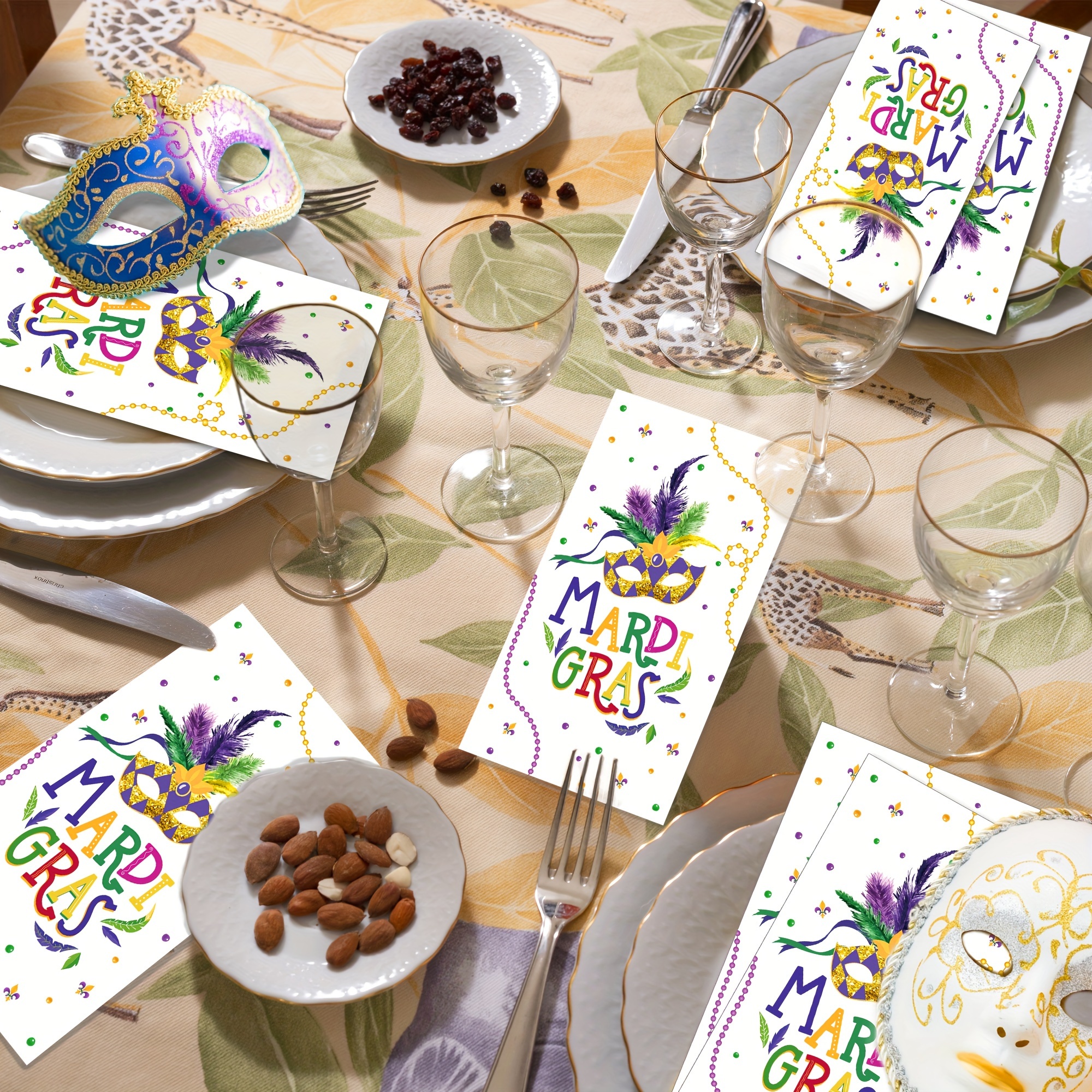 Mardi Gras Party Decorations for Party-40Pcs Mardi Gras Napkins Masquerade Disposable Paper Napkins Mardi Carnival Gras Party Supplies Masquerade