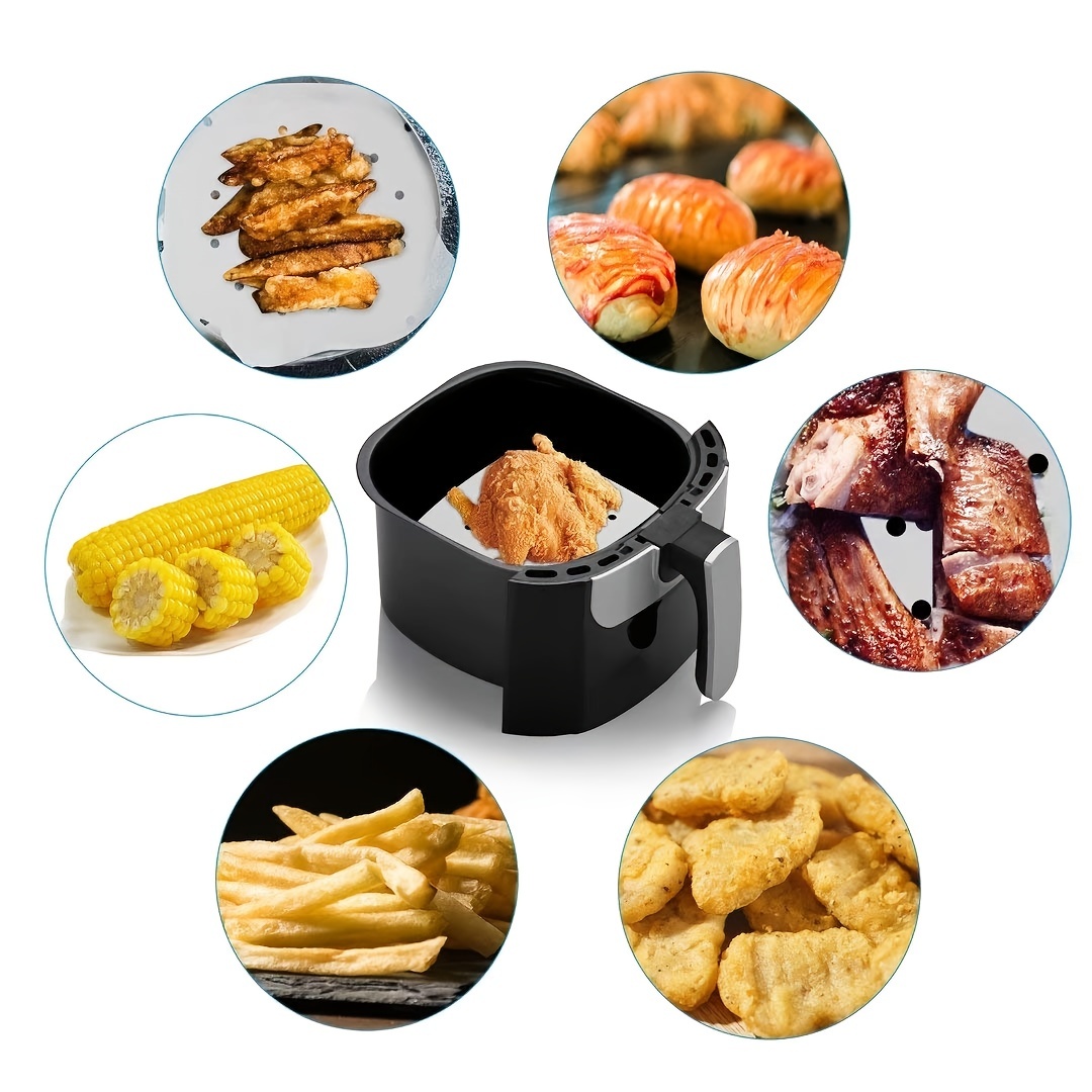 Non-stick Square Air Fryer Papel Pergaminho, forro de cozimento