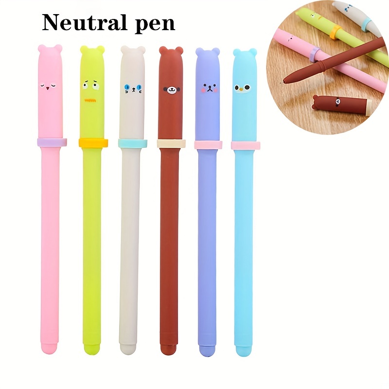 6 Pcs Creative Animal Expression Pen Gel Pens Kawaii Pen Cute Korean  Stationery Gifts