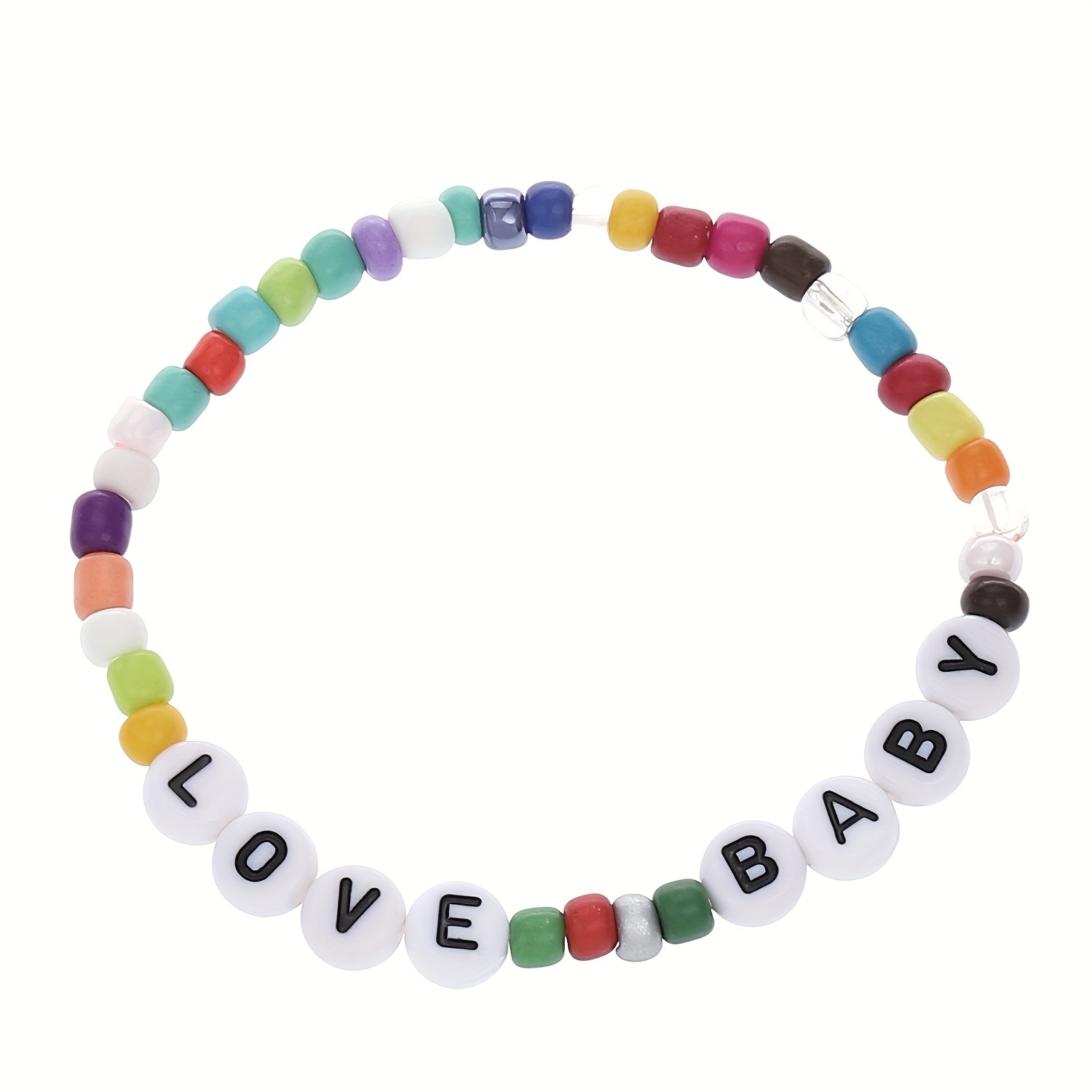 Bohemian Soft Clay Alphabet Letter Multicolor Bracelet Set of 7 Pieces