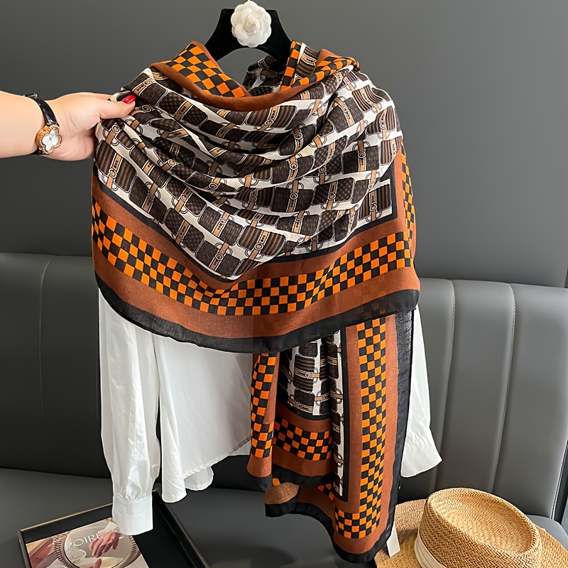 Plaid Cotton Linen Rhombus Scarf Female Spring And Autumn Summer