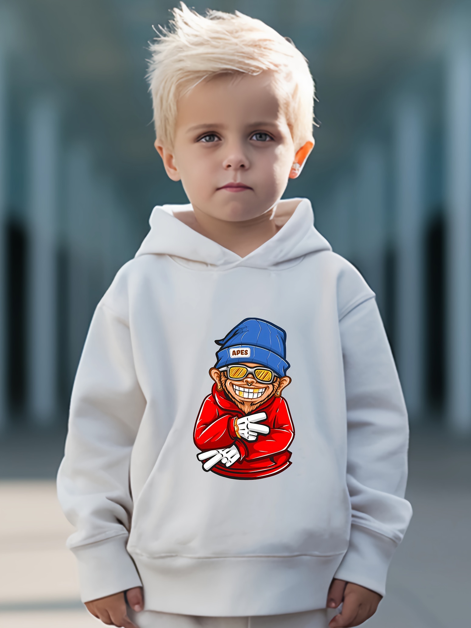 Cartoon Hip Hop Monkey Graphic Print Boy's Hoodie Outfits - Temu New ...