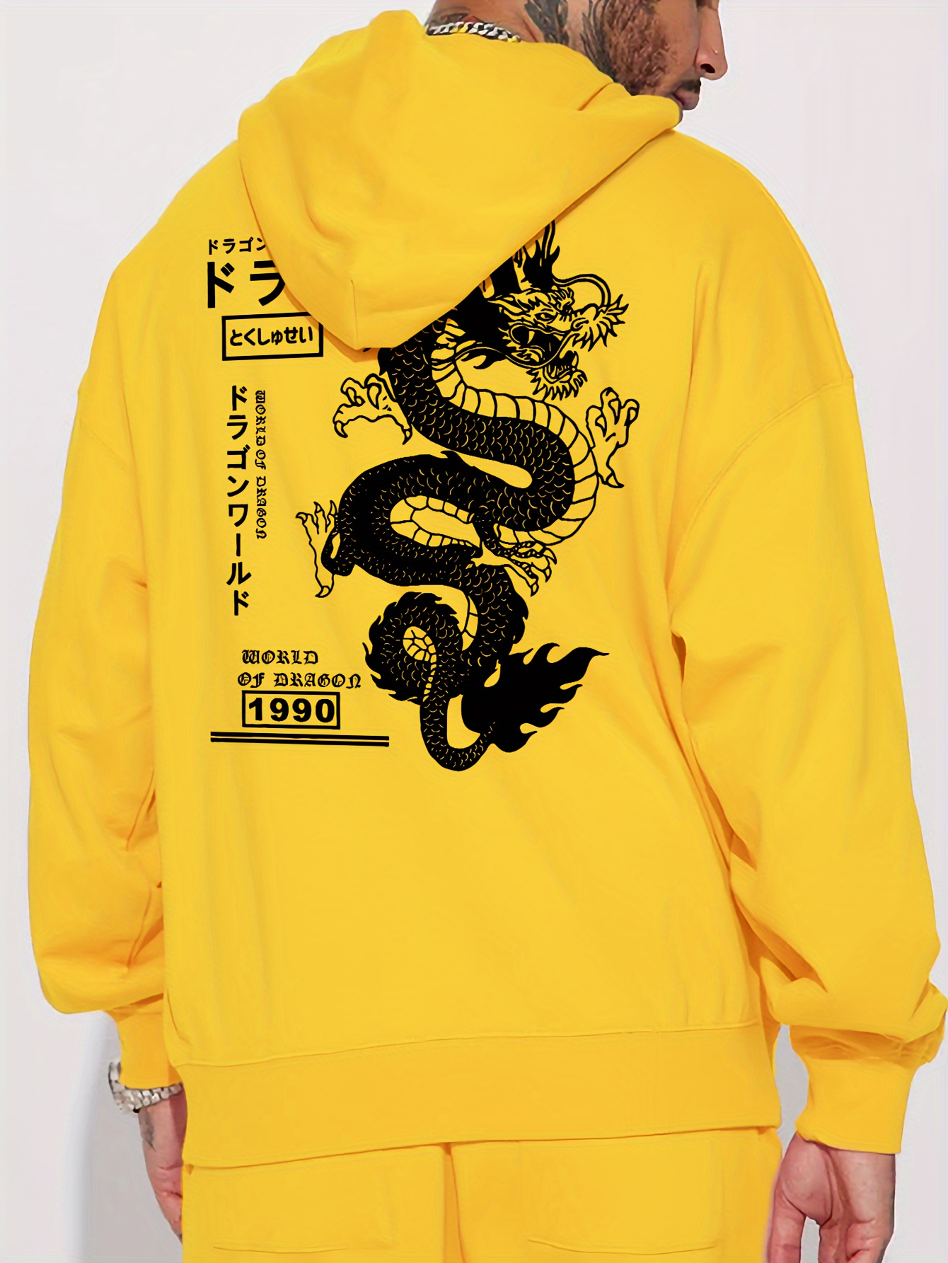 men's fleece lined hoodie geometric dragon - Temu