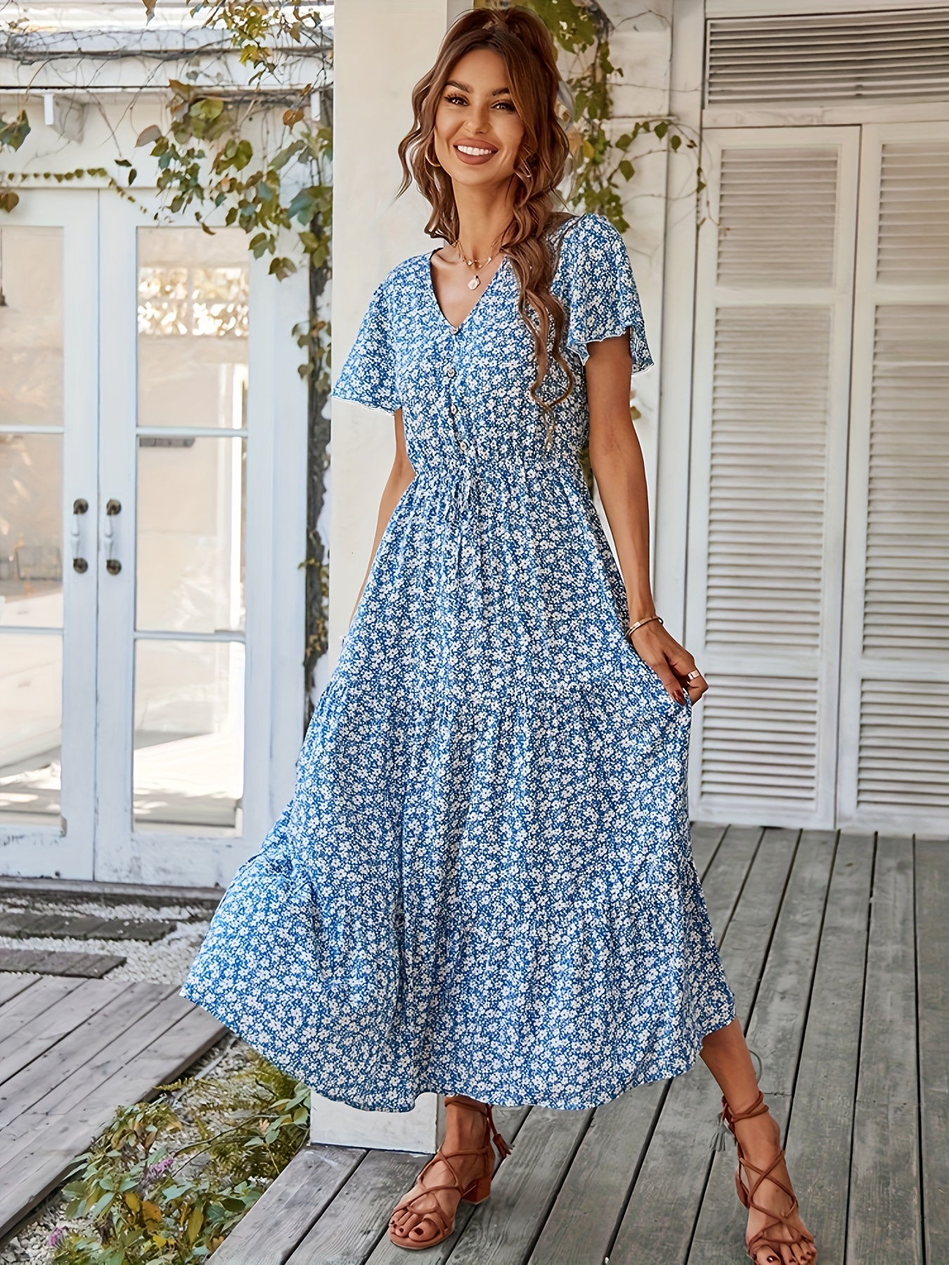 Maxi Dresses  Midi dress, Print buttons, Dress