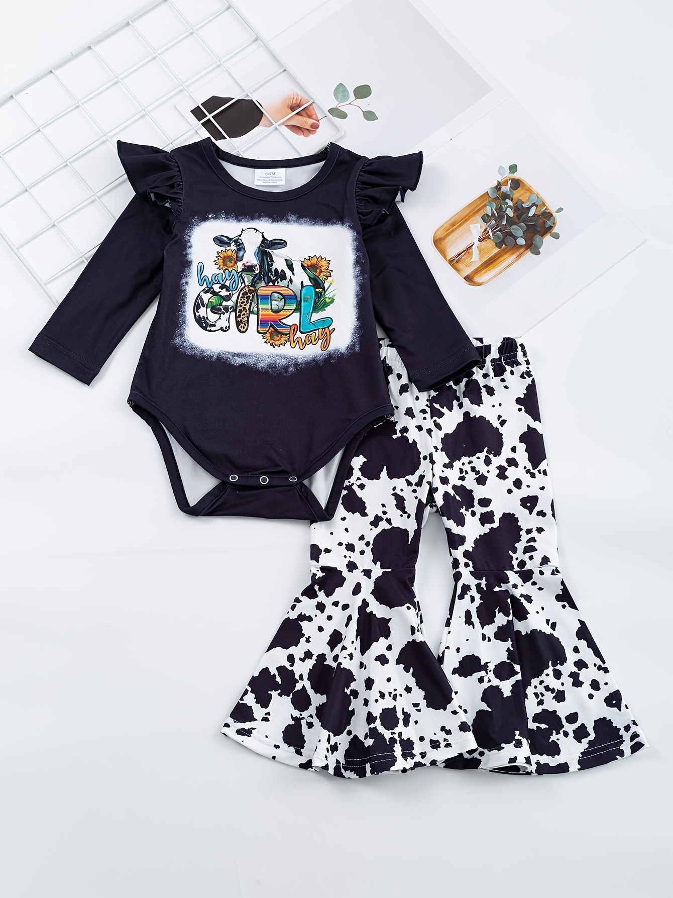 Cute Outfits for Kids Girls Sunflowers Prints Long Sleeves Tops