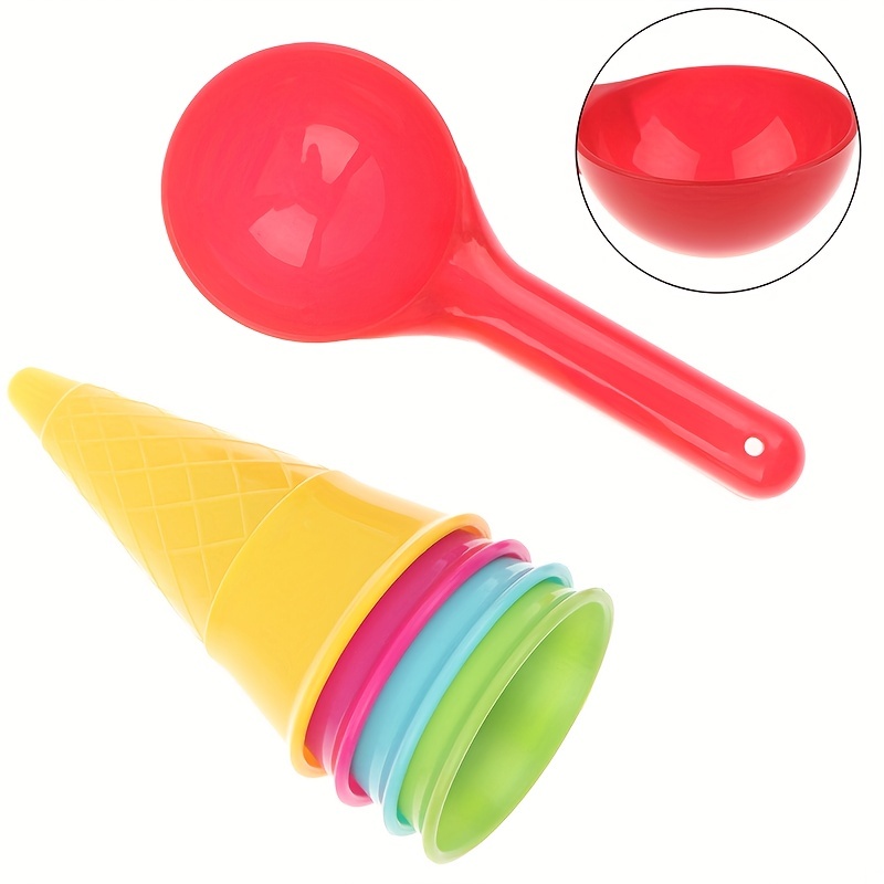 5 Pcs Ice Cream Cone Scoop Beach Toys Sand Kids Children
