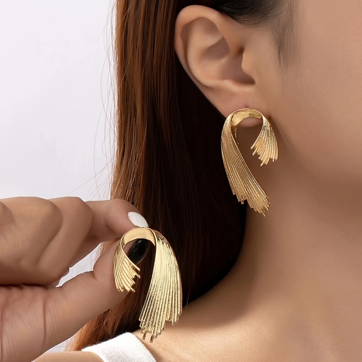 

Golden Dangle Earrings Bohemian Vacation Style 14k Gold Plated Jewelry Creative Female Ear Ornaments