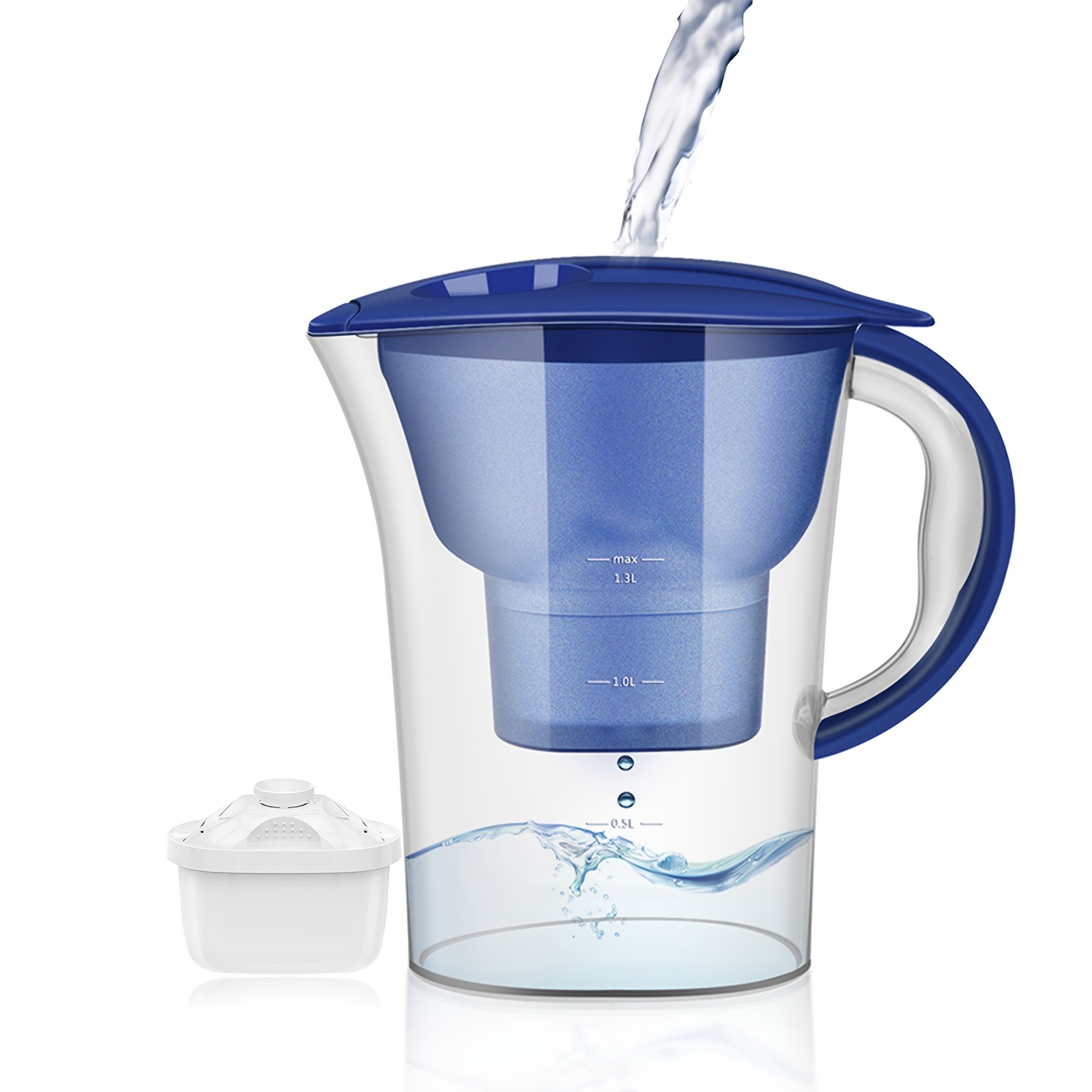 1 jarra de filtro de agua para agua potable más pura, con 1 filtro, filtro  de 6 etapas para eliminar plomo, cloro, metales pesados, fluoruro