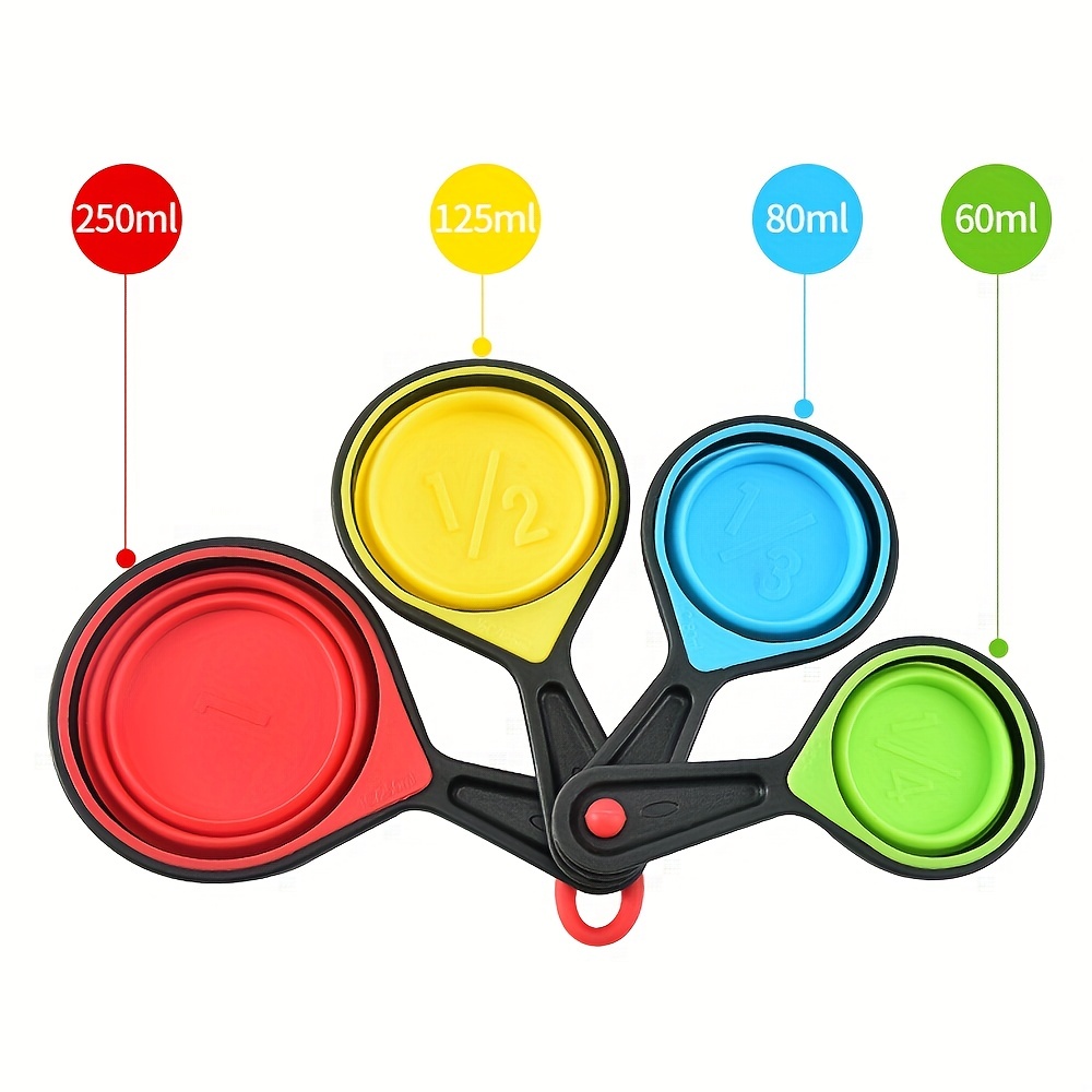 8 Pcs Foldable Silicone Measuring Cup Set Collapsible Silicone Measuring  Cups and Spoon Set for Liquid Dry Measuring