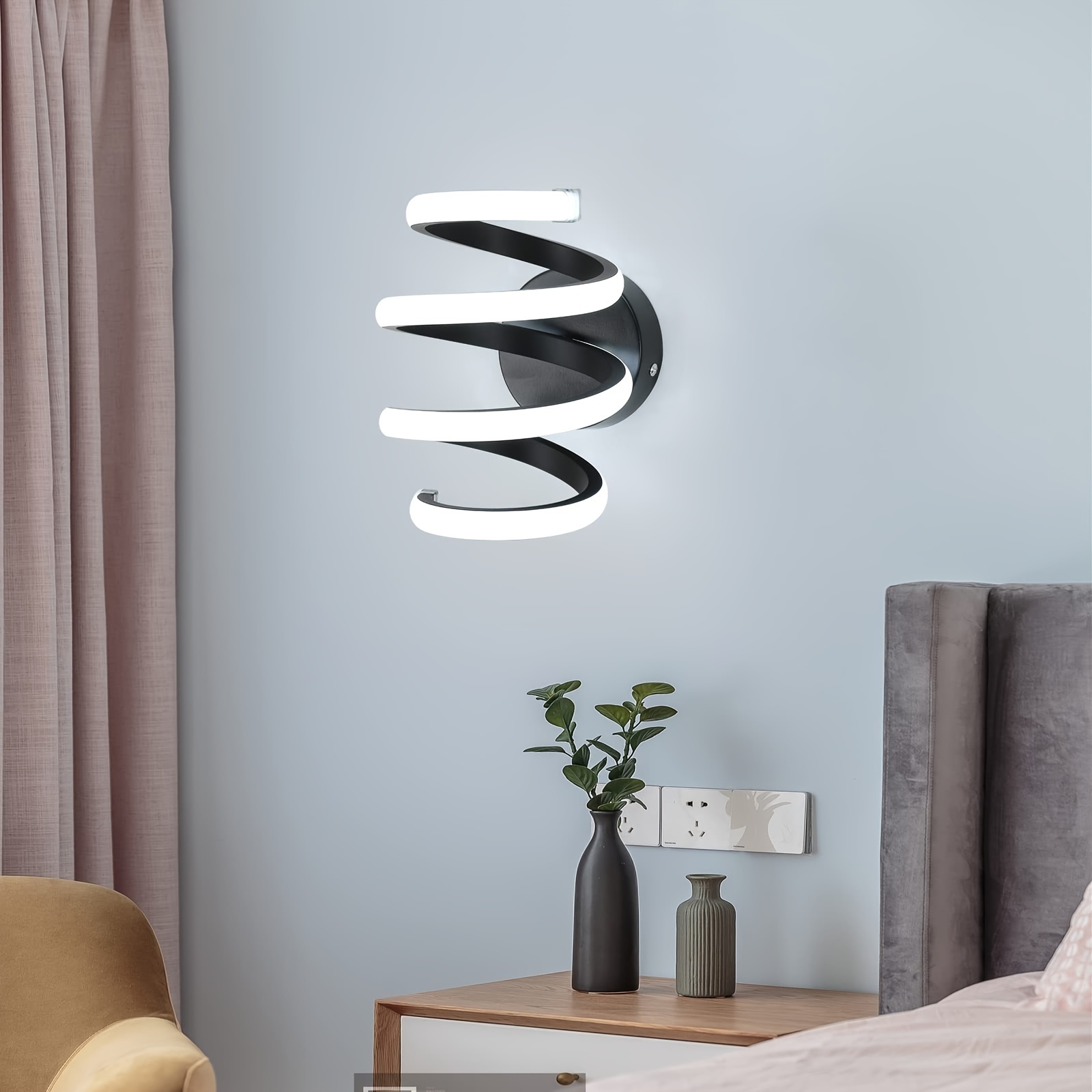 Lámpara de pared a pilas, lámpara de pared nórdica simple y moderna para  comedor, pasillo, escaleras, pequeña lámpara de pared para dormitorio,  mesita