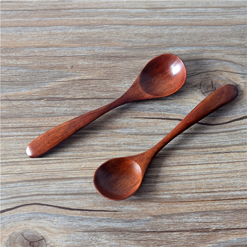 1PC Wooden Spoon Soup Ice Cream Dessert Honey Spoons Kitchen Utensils  Tableware