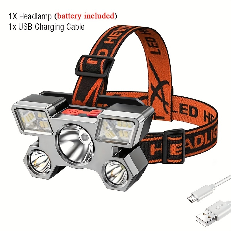ABS Portable Outdoor Rechargeable Headlamp Night Fishing Light LED Headlamp
