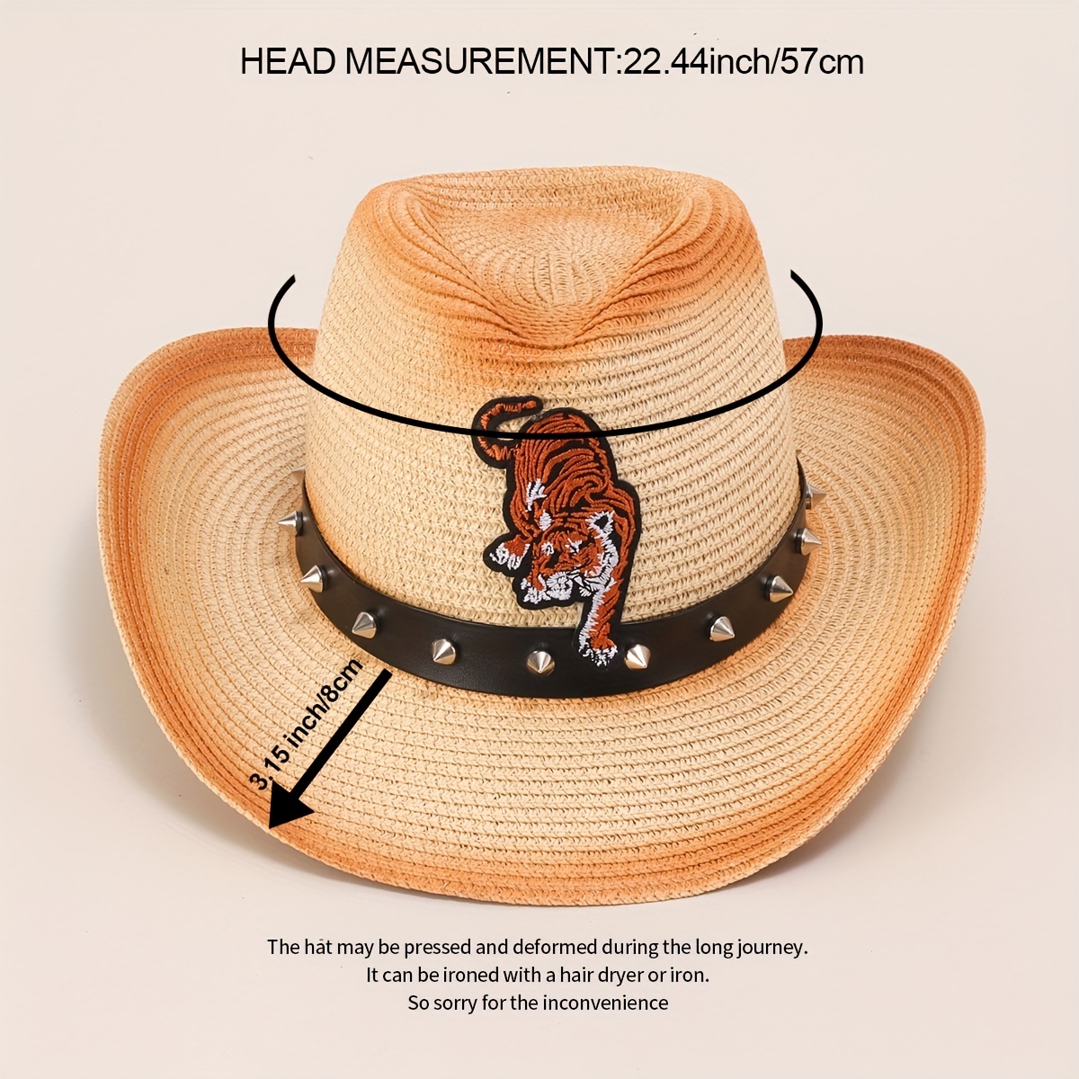 Rivet Belt Gradient Color Jazz Cowboy Straw Hat Summer Outdoor Fishing Sun  Hat Mens Sunshade Beach Hat For Men And Women - Jewelry & Accessories -  Temu Canada