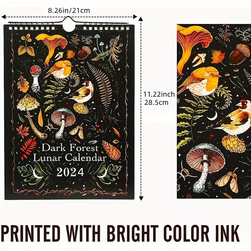 Dark Forest Animal Pattern Wall Calendar Halloween Christmas Gift