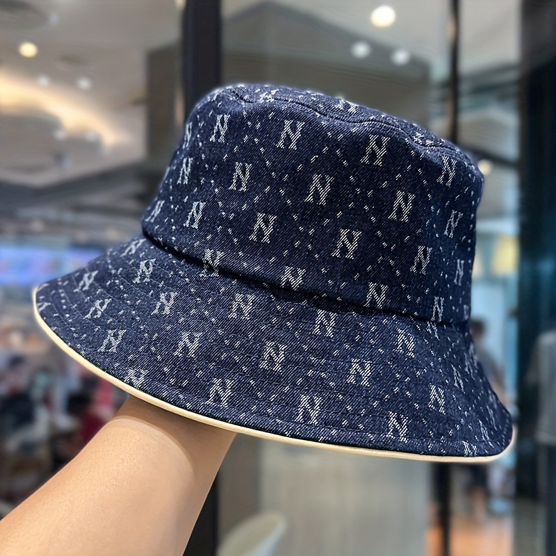 Classic Blue Denim Bucket Hat Trendy Washed Distressed Casual Basin Hats  Breathable Fisherman Cap For Women