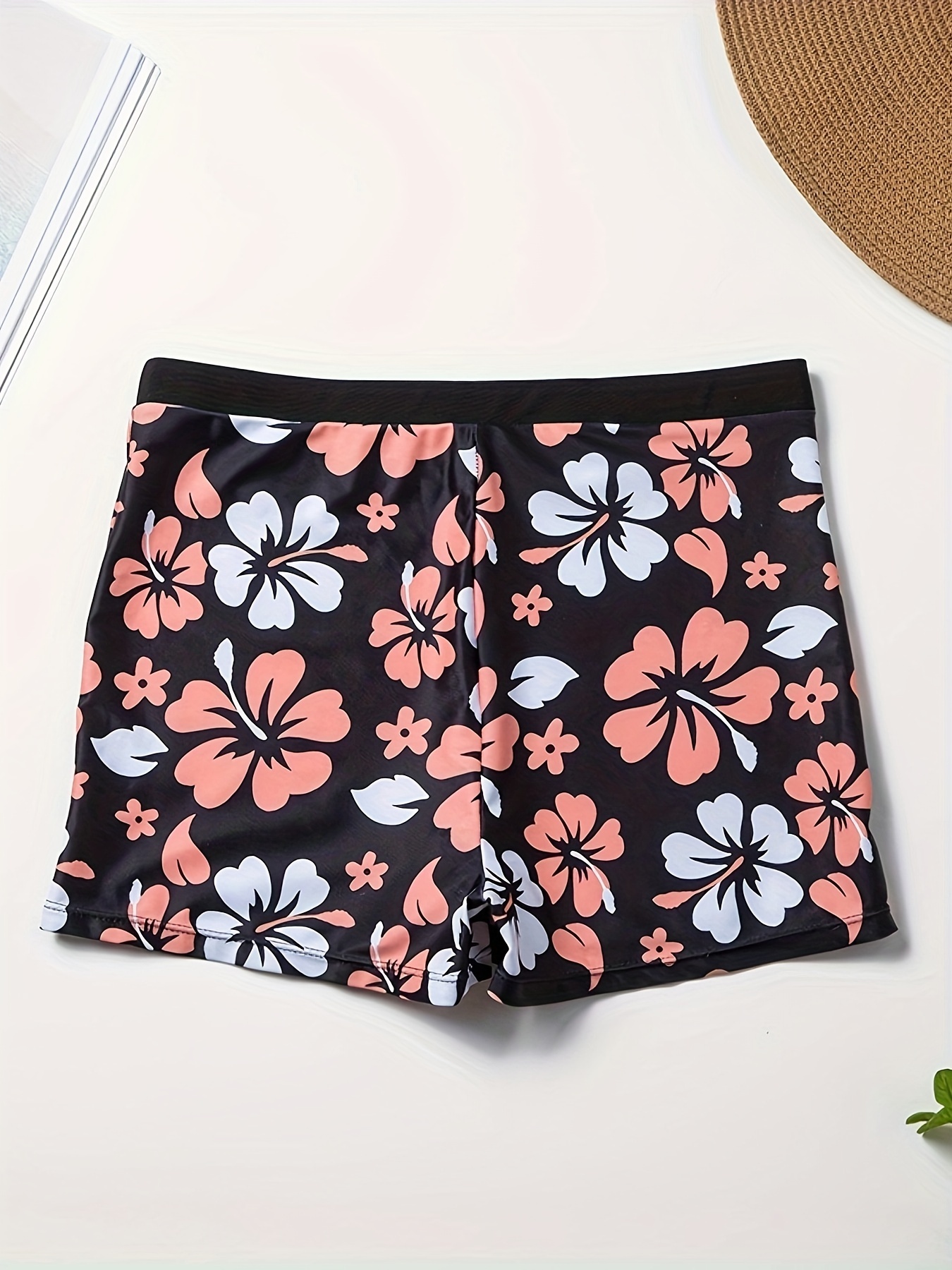 Floral Print Elastic Waistband Swimsuit Shorts Stretchy - Temu