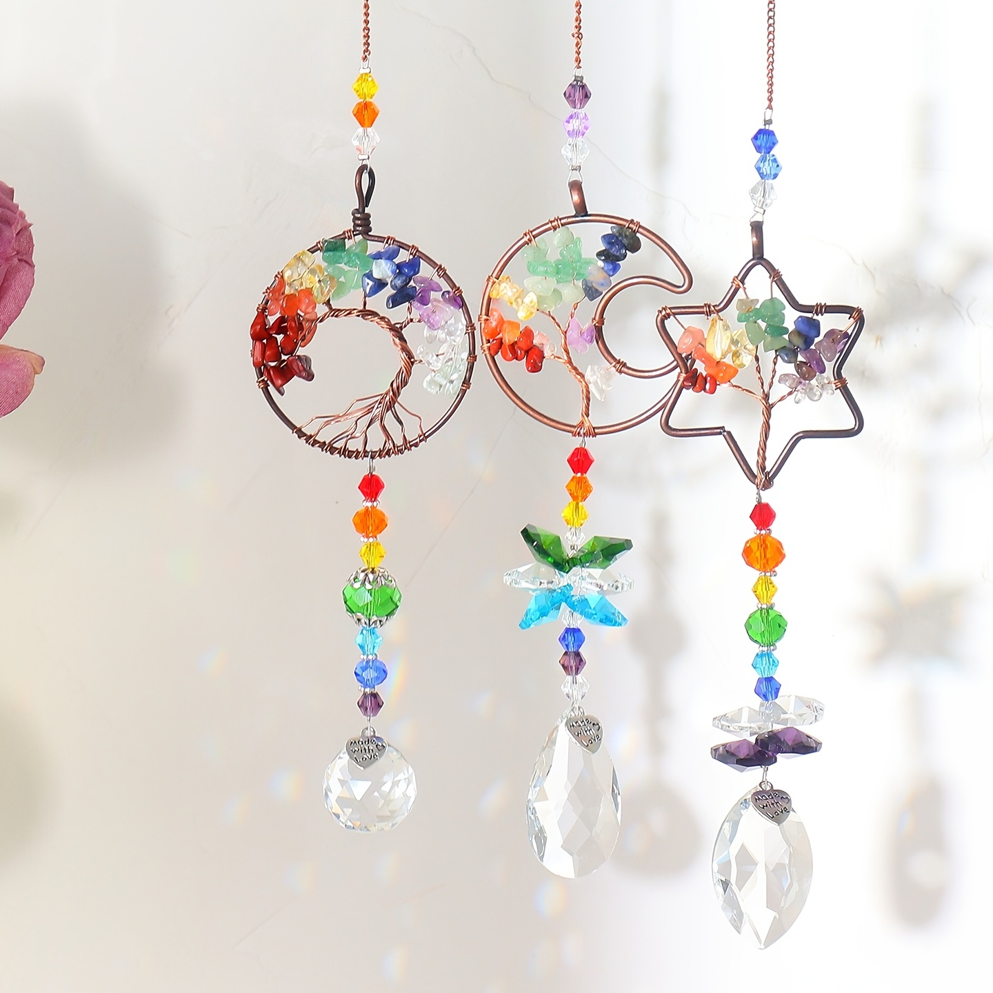 Sun Catcher Crystal Tree Of Life Rainbow Maker Drops - Temu