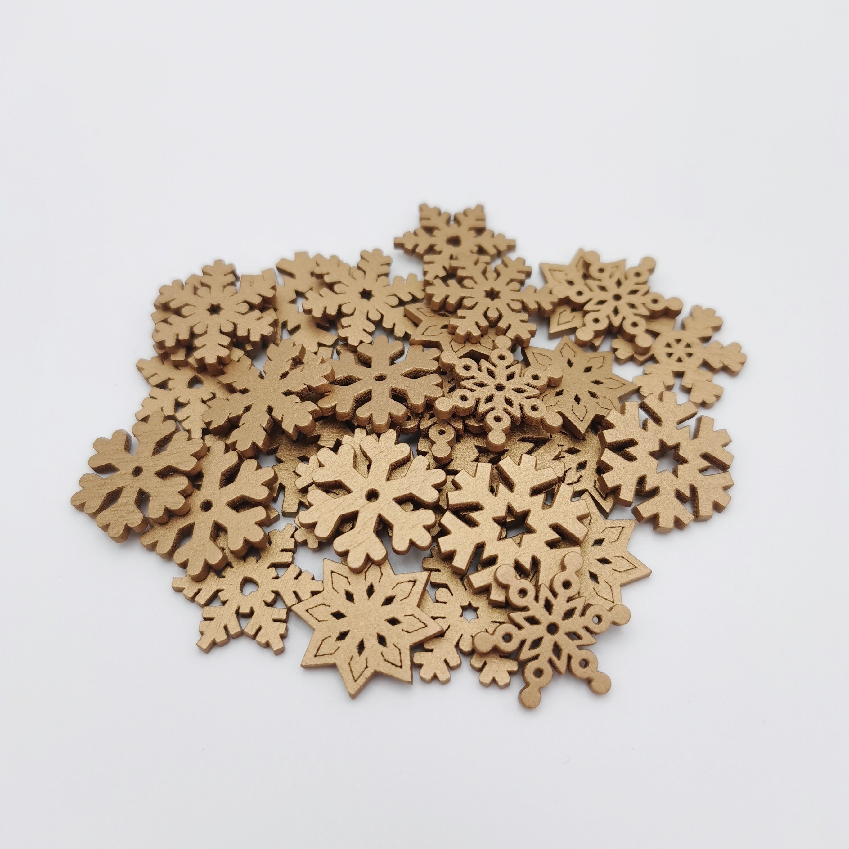 100pcs Wooden Snowflakes Unfinished Wood Ornaments Cutouts