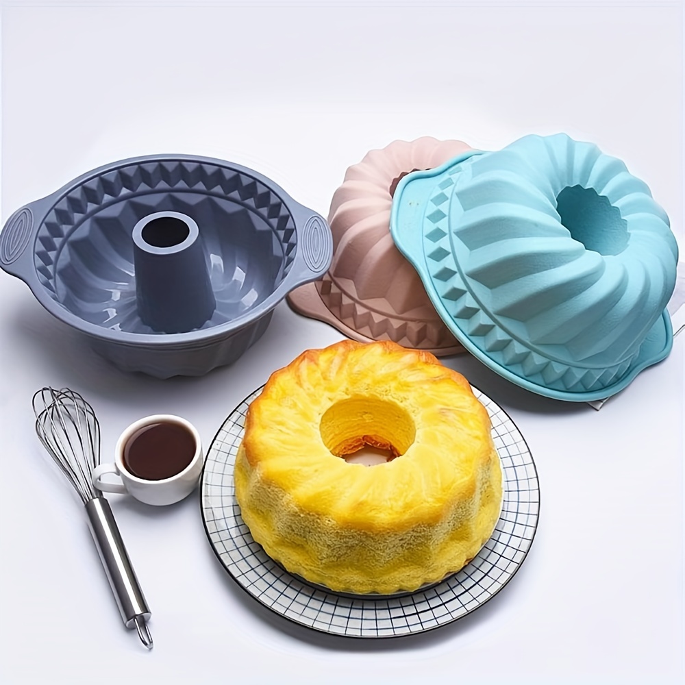 Silicone Bundt Cake Pan With Handle Silicone Fluted Tube Cheesecake Baking  Tray Bread Mousse Cake Mould Bakeware Form - Temu