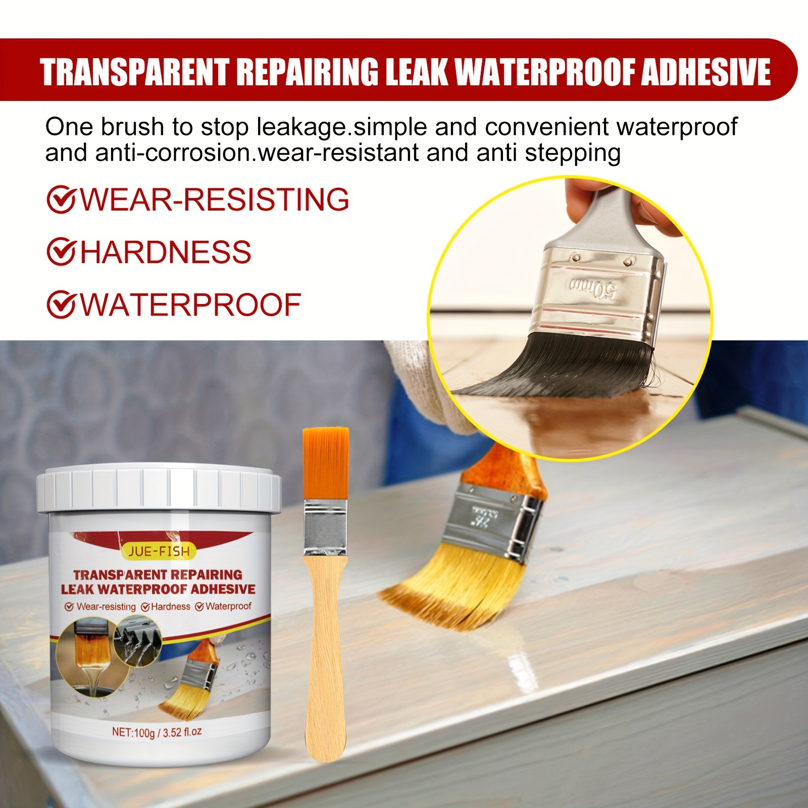 Jue Fish Transparent Waterproof Glue Bathroom Balcony Brick-free Roof  Leak-proof Glue Quick Dry Transparent