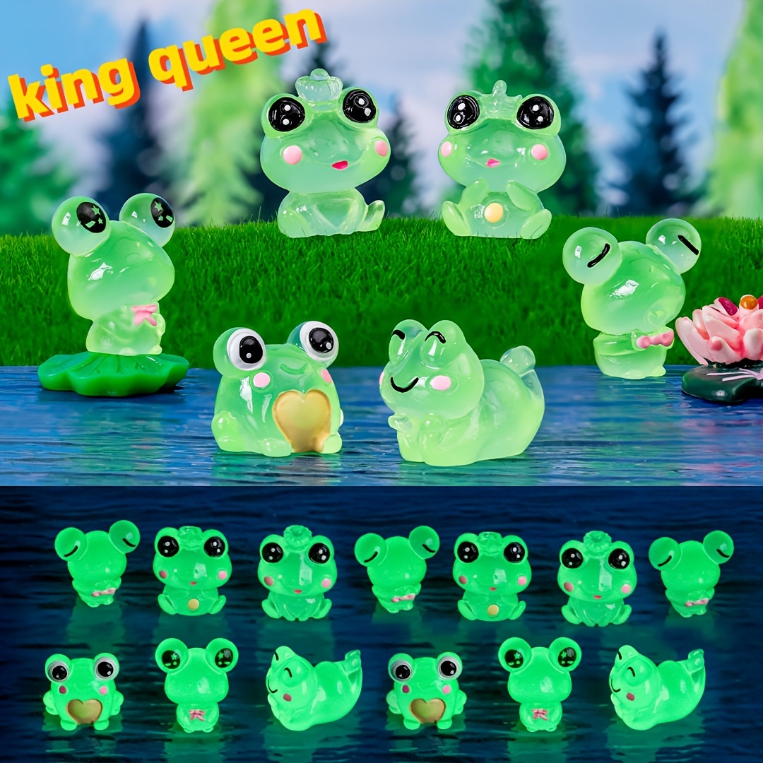 4 Tiny Plastic Green Frogs for Fairy Garden 