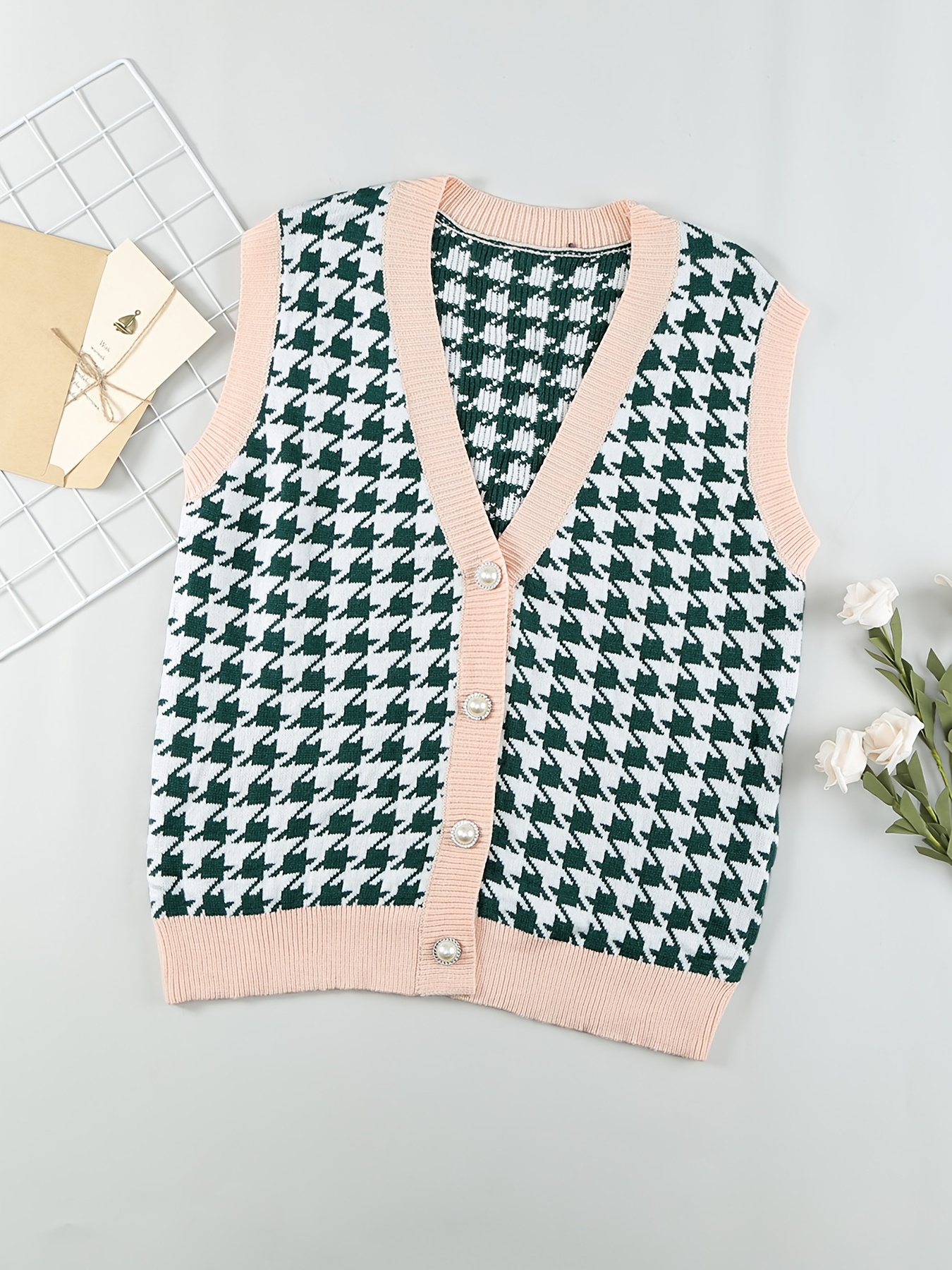 Shein Men Checker Pattern Sweater Vest,S