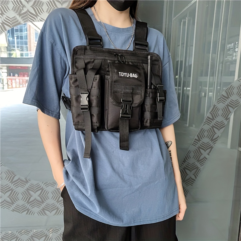 Multi-Pocket Chest Rig Bag Reflective Vest Chest Bag for Men Hands Free  Radio Front Pack Hip Hop Streetwear Chest Pack Tactical Harness for Women  Mens