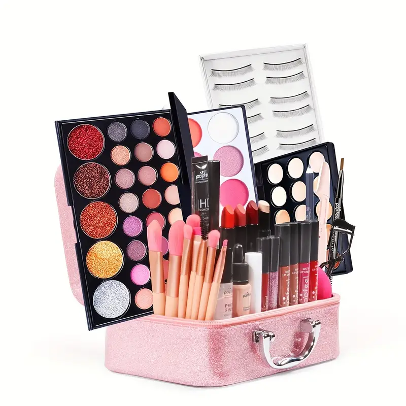 all in one professional cosmetic set with makeup tool and case perfect for eye lip and face makeup details 5