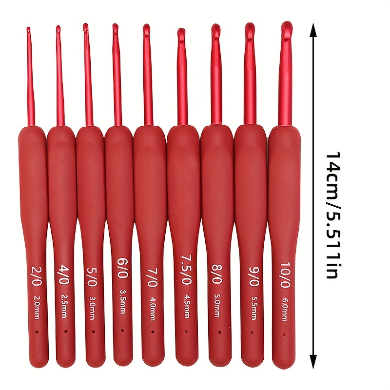 Red Soft Handle Crochet Tool Set Crochet Hooks Ergonomic - Temu Canada