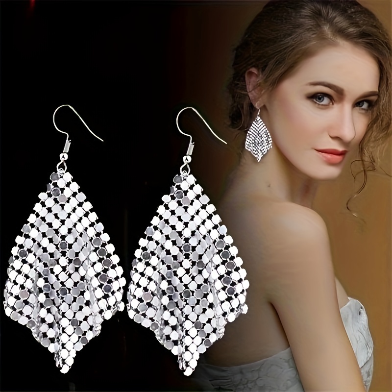 Iron Checkered Tassel Drop Earrings Daily & Party Wear