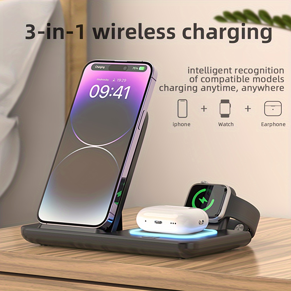 1 Charging Station Wireless Charger Iphone 11/12/13/14/15 - Temu