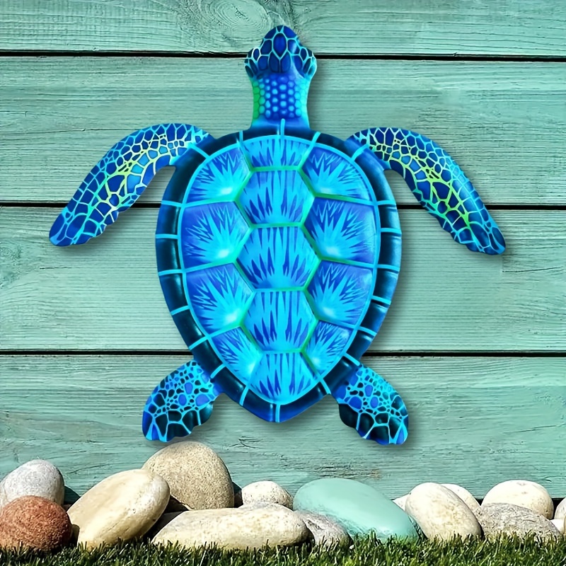 1pc, Large Blue Sea Turtle Wall Decor, Turtle Ocean Hanging Sculpture,  Metal Marine Life Theme Wall Decor, Home Decor, Bathroom Decor, Living Room  Dec