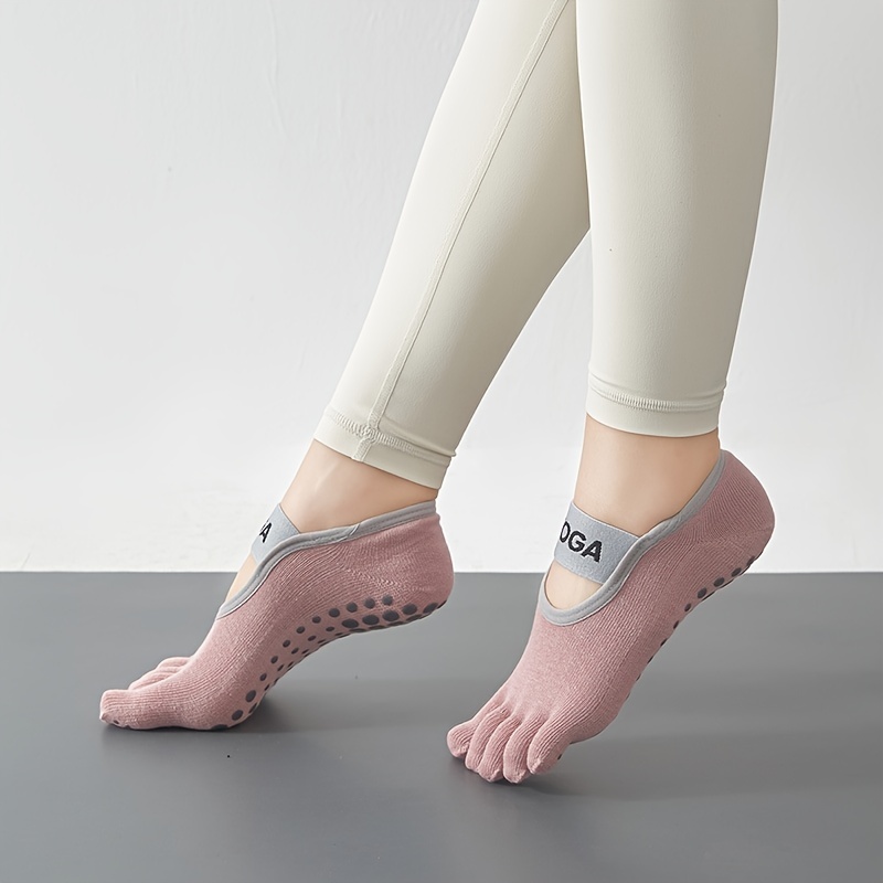 Yoga Socks for Women and Men, Anti Slip Sweat Absorption Cotton Mid Length  Women's Toe Socks for Yoga, Barre, Pilates, Dance, Ballet
